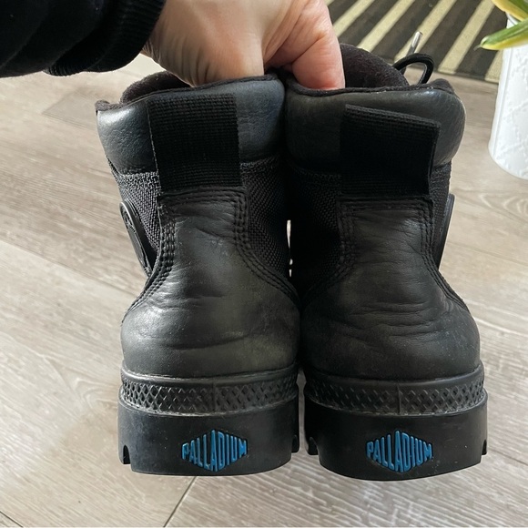 Palladium Pampa Sport Cuff Boot Lace Up Black Leather Nylon Waterproof Size 7 - Picture 3 of 10